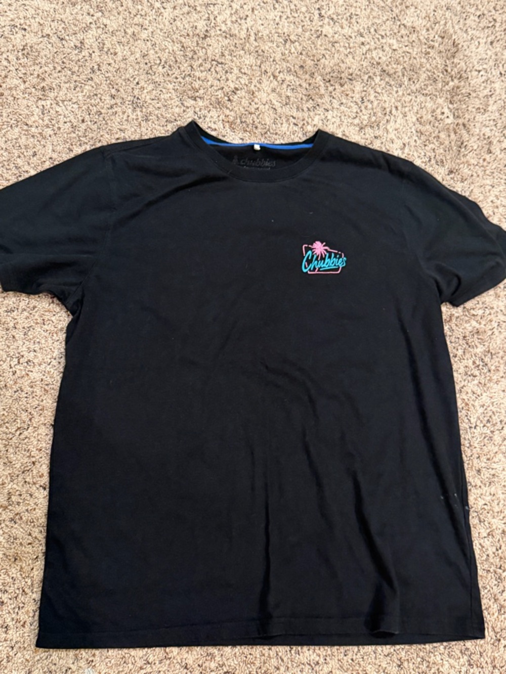 chubbies Black Short-Sleeve Tee with Turquoise & Pink Chest Logo